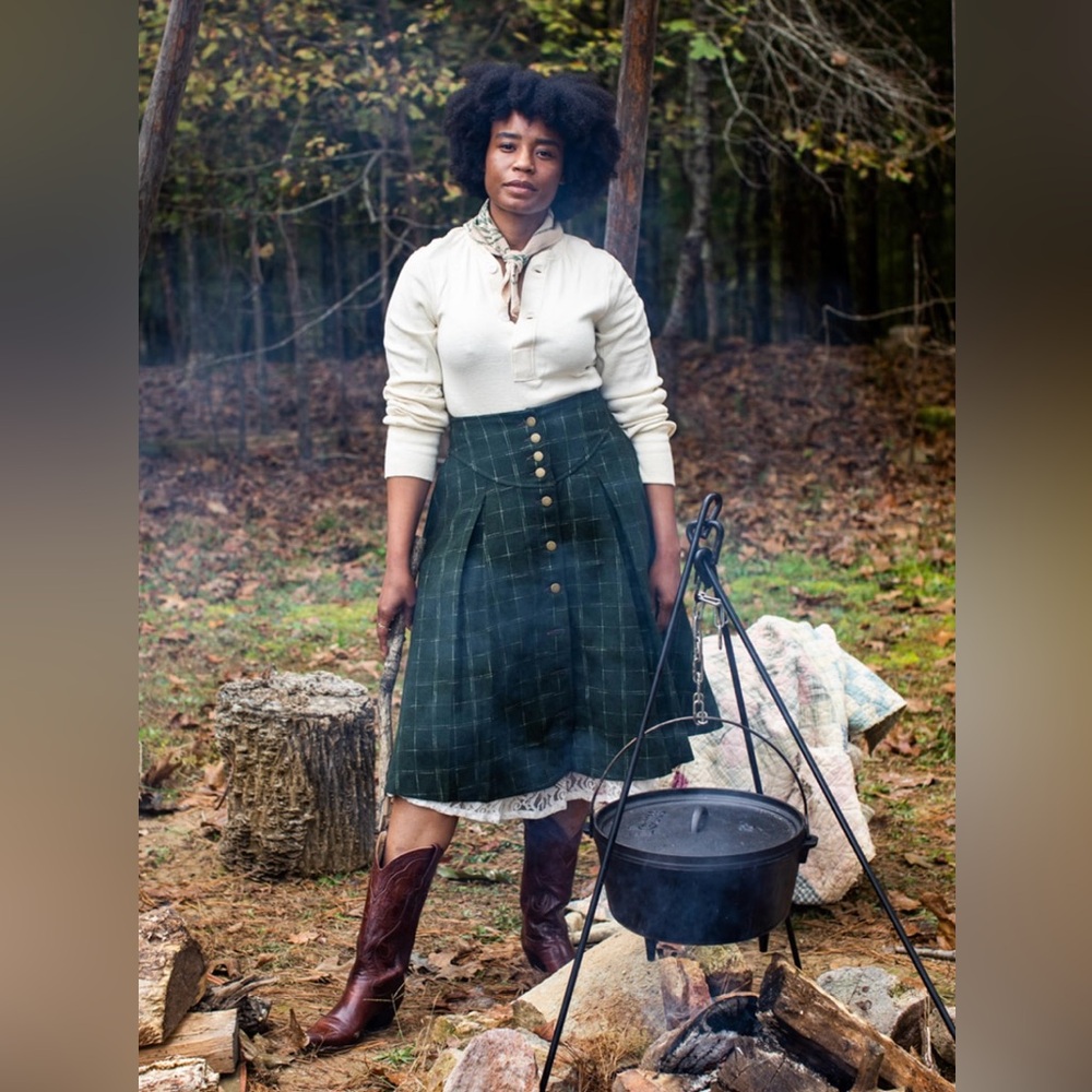 Revivall Lacey Homestead Skirt in Spruce Wool XXL